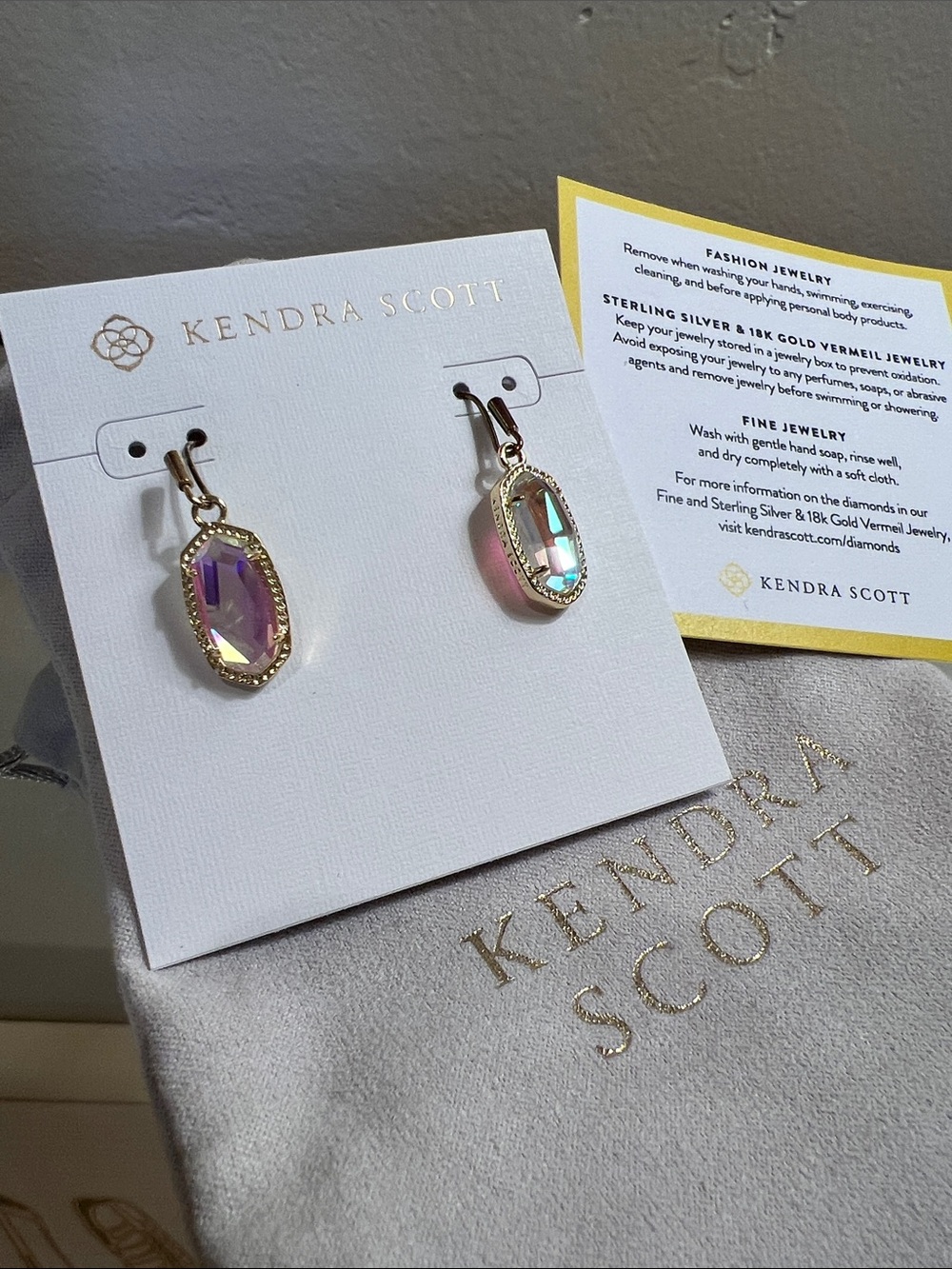 Kendra Scott Lee Gold Drop Earrings in Dichroic Glass